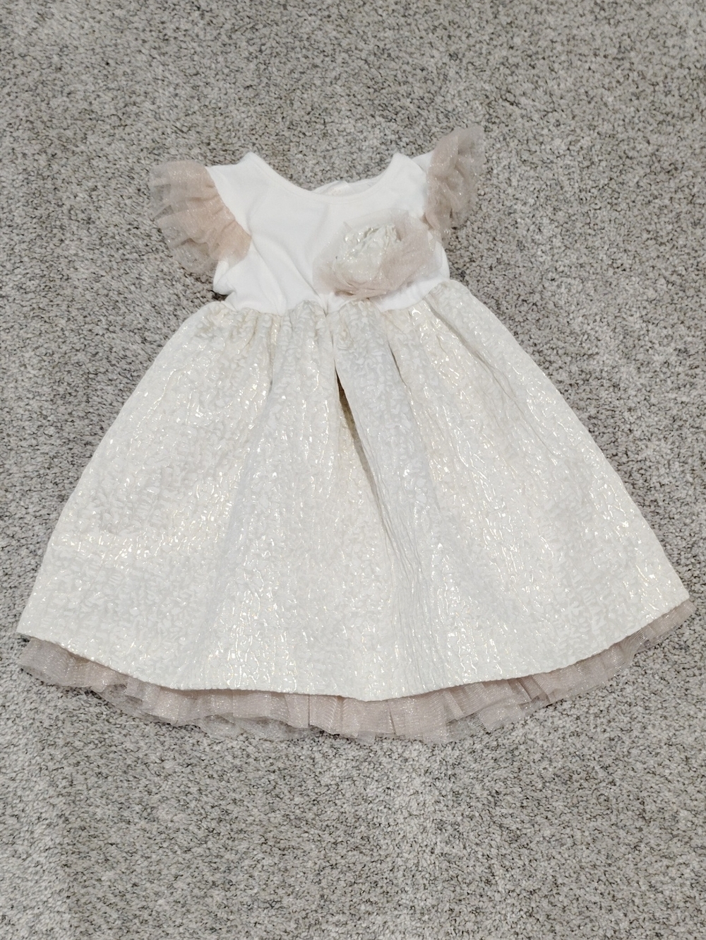 Savannah Cream & Champagne Tulle Flower Girl Dress